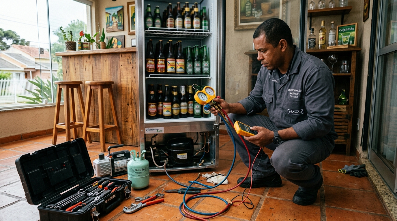 Técnico de conserto de cervejeira em residência em Jundiaí‑SP